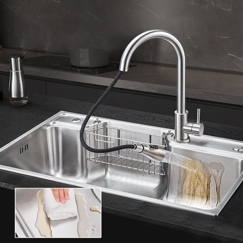 Contemporary Kitchen Sink Set Stainless Steel Friction Resistant Kitchen Sink Set Clearhalo 'Home Improvement' 'home_improvement' 'home_improvement_kitchen_sinks' 'Kitchen Remodel & Kitchen Fixtures' 'Kitchen Sinks & Faucet Components' 'Kitchen Sinks' 'kitchen_sinks' 6272652