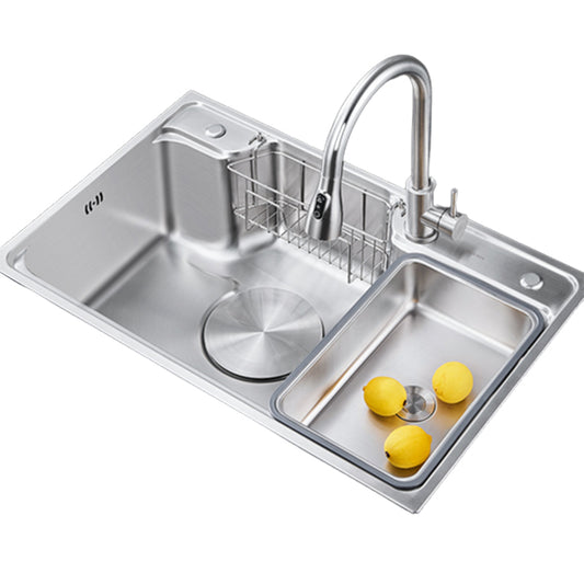 Contemporary Kitchen Sink Set Stainless Steel Friction Resistant Kitchen Sink Set Clearhalo 'Home Improvement' 'home_improvement' 'home_improvement_kitchen_sinks' 'Kitchen Remodel & Kitchen Fixtures' 'Kitchen Sinks & Faucet Components' 'Kitchen Sinks' 'kitchen_sinks' 6272653