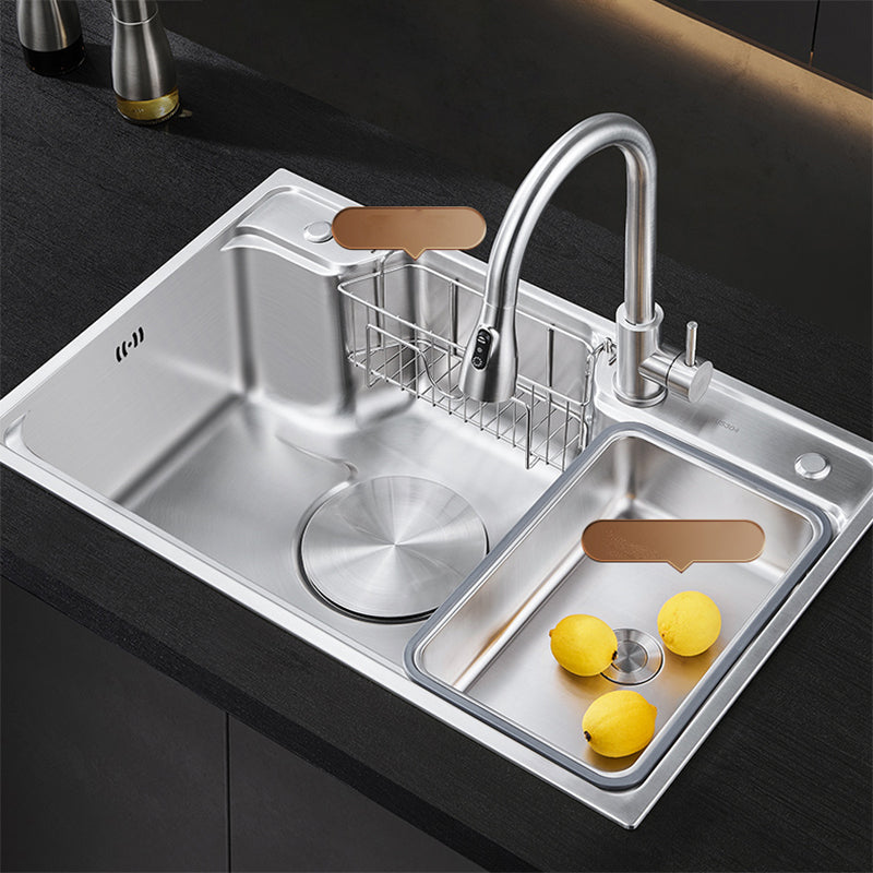 Contemporary Kitchen Sink Set Stainless Steel Friction Resistant Kitchen Sink Set Clearhalo 'Home Improvement' 'home_improvement' 'home_improvement_kitchen_sinks' 'Kitchen Remodel & Kitchen Fixtures' 'Kitchen Sinks & Faucet Components' 'Kitchen Sinks' 'kitchen_sinks' 6272656
