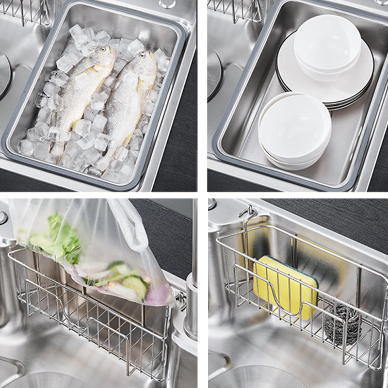 Contemporary Kitchen Sink Set Stainless Steel Friction Resistant Kitchen Sink Set Clearhalo 'Home Improvement' 'home_improvement' 'home_improvement_kitchen_sinks' 'Kitchen Remodel & Kitchen Fixtures' 'Kitchen Sinks & Faucet Components' 'Kitchen Sinks' 'kitchen_sinks' 6272657