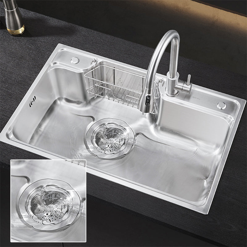 Contemporary Kitchen Sink Set Stainless Steel Friction Resistant Kitchen Sink Set Clearhalo 'Home Improvement' 'home_improvement' 'home_improvement_kitchen_sinks' 'Kitchen Remodel & Kitchen Fixtures' 'Kitchen Sinks & Faucet Components' 'Kitchen Sinks' 'kitchen_sinks' 6272659
