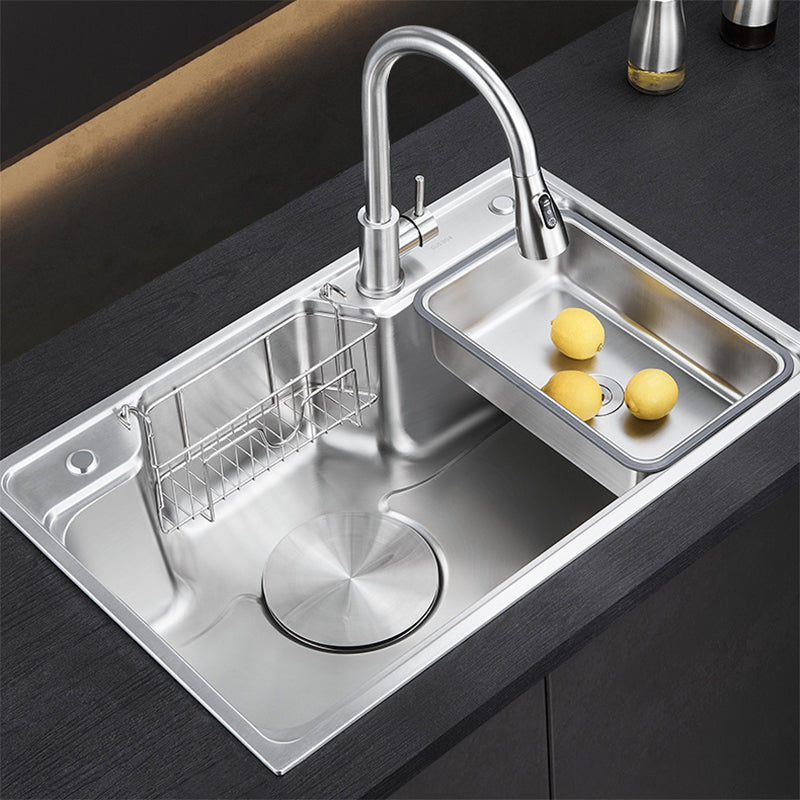Contemporary Kitchen Sink Set Stainless Steel Friction Resistant Kitchen Sink Set Clearhalo 'Home Improvement' 'home_improvement' 'home_improvement_kitchen_sinks' 'Kitchen Remodel & Kitchen Fixtures' 'Kitchen Sinks & Faucet Components' 'Kitchen Sinks' 'kitchen_sinks' 6272666
