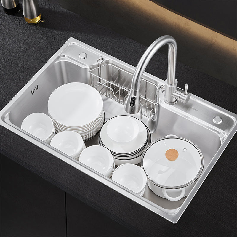 Contemporary Kitchen Sink Set Stainless Steel Friction Resistant Kitchen Sink Set Clearhalo 'Home Improvement' 'home_improvement' 'home_improvement_kitchen_sinks' 'Kitchen Remodel & Kitchen Fixtures' 'Kitchen Sinks & Faucet Components' 'Kitchen Sinks' 'kitchen_sinks' 6272667