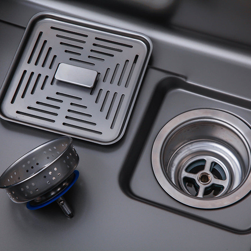 Contemporary Kitchen Sink Stainless Steel Drop-In Friction Resistant Kitchen Sink Clearhalo 'Home Improvement' 'home_improvement' 'home_improvement_kitchen_sinks' 'Kitchen Remodel & Kitchen Fixtures' 'Kitchen Sinks & Faucet Components' 'Kitchen Sinks' 'kitchen_sinks' 6272677