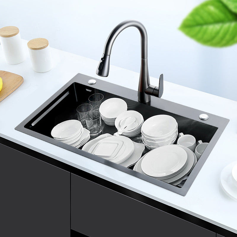 Contemporary Kitchen Sink Stainless Steel Friction Resistant Drop-In Kitchen Sink Clearhalo 'Home Improvement' 'home_improvement' 'home_improvement_kitchen_sinks' 'Kitchen Remodel & Kitchen Fixtures' 'Kitchen Sinks & Faucet Components' 'Kitchen Sinks' 'kitchen_sinks' 6272693