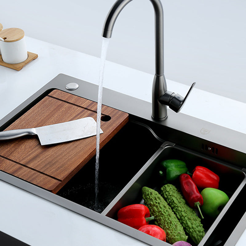 Contemporary Kitchen Sink Stainless Steel Friction Resistant Drop-In Kitchen Sink Clearhalo 'Home Improvement' 'home_improvement' 'home_improvement_kitchen_sinks' 'Kitchen Remodel & Kitchen Fixtures' 'Kitchen Sinks & Faucet Components' 'Kitchen Sinks' 'kitchen_sinks' 6272709