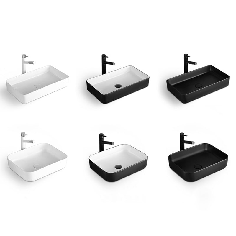 Modern Bathroom Sink Porcelain Rectangular with Pop-Up Drain and Faucet Wash Stand Clearhalo 'Bathroom Remodel & Bathroom Fixtures' 'Bathroom Sinks & Faucet Components' 'Bathroom Sinks' 'bathroom_sink' 'Home Improvement' 'home_improvement' 'home_improvement_bathroom_sink' 6272723