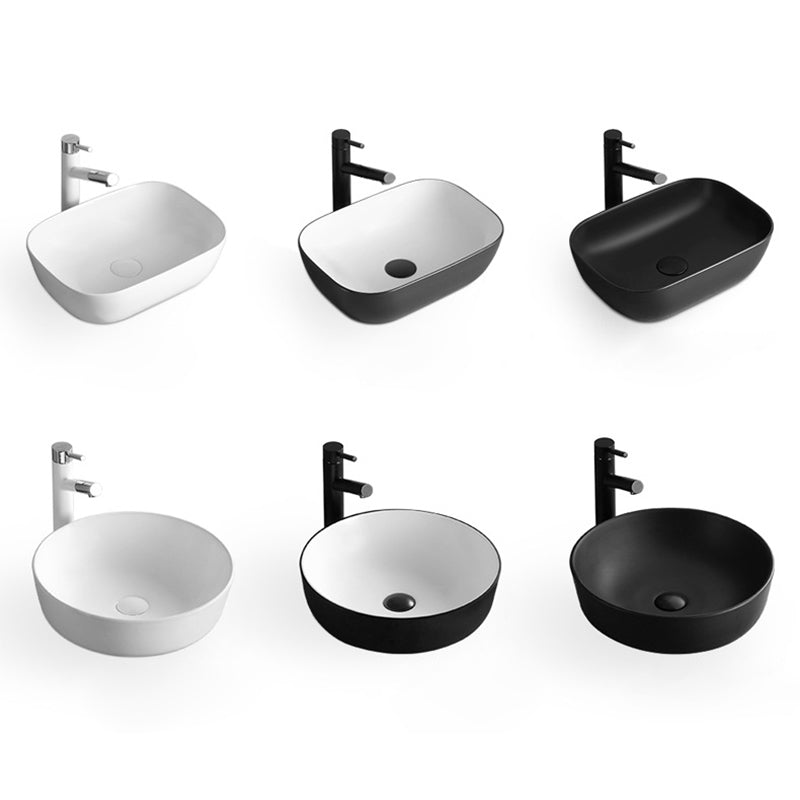 Modern Bathroom Sink Porcelain Rectangular with Pop-Up Drain and Faucet Wash Stand Clearhalo 'Bathroom Remodel & Bathroom Fixtures' 'Bathroom Sinks & Faucet Components' 'Bathroom Sinks' 'bathroom_sink' 'Home Improvement' 'home_improvement' 'home_improvement_bathroom_sink' 6272725