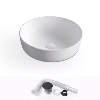 Modern Bathroom Sink Porcelain Rectangular with Pop-Up Drain and Faucet Wash Stand 17"L x 17"W x 5"H White Sink