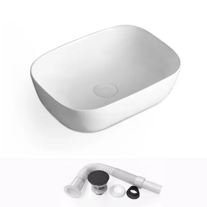 Modern Bathroom Sink Porcelain Rectangular with Pop-Up Drain and Faucet Wash Stand 18"L x 13"W x 5"H White Sink Clearhalo 'Bathroom Remodel & Bathroom Fixtures' 'Bathroom Sinks & Faucet Components' 'Bathroom Sinks' 'bathroom_sink' 'Home Improvement' 'home_improvement' 'home_improvement_bathroom_sink' 6272732