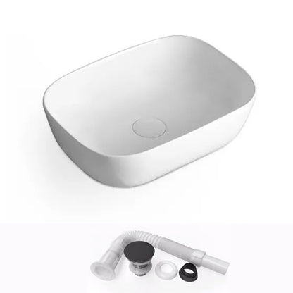 Modern Bathroom Sink Porcelain Rectangular with Pop-Up Drain and Faucet Wash Stand 18"L x 13"W x 5"H White Sink Clearhalo 'Bathroom Remodel & Bathroom Fixtures' 'Bathroom Sinks & Faucet Components' 'Bathroom Sinks' 'bathroom_sink' 'Home Improvement' 'home_improvement' 'home_improvement_bathroom_sink' 6272732