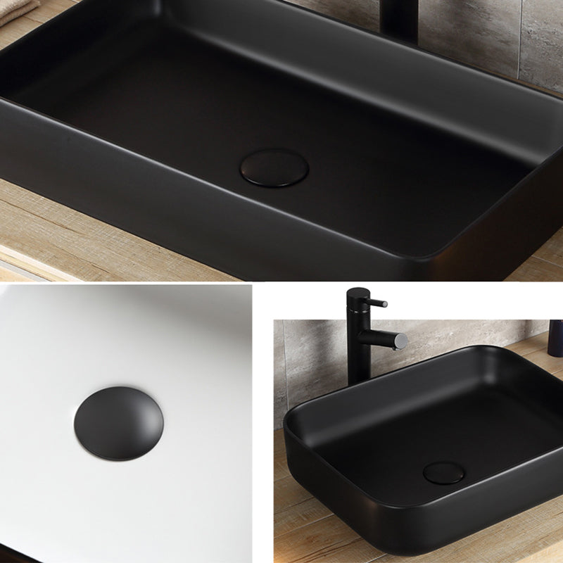 Modern Bathroom Sink Porcelain Rectangular with Pop-Up Drain and Faucet Wash Stand Clearhalo 'Bathroom Remodel & Bathroom Fixtures' 'Bathroom Sinks & Faucet Components' 'Bathroom Sinks' 'bathroom_sink' 'Home Improvement' 'home_improvement' 'home_improvement_bathroom_sink' 6272733