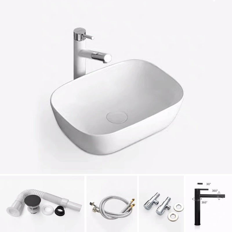 Modern Bathroom Sink Porcelain Rectangular with Pop-Up Drain and Faucet Wash Stand 18"L x 13"W x 5"H White Sink with Faucet Clearhalo 'Bathroom Remodel & Bathroom Fixtures' 'Bathroom Sinks & Faucet Components' 'Bathroom Sinks' 'bathroom_sink' 'Home Improvement' 'home_improvement' 'home_improvement_bathroom_sink' 6272744