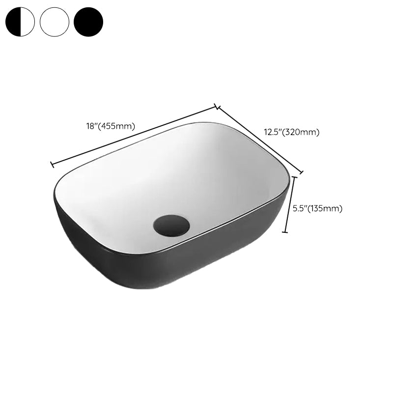 Modern Bathroom Sink Porcelain Rectangular with Pop-Up Drain and Faucet Wash Stand Clearhalo 'Bathroom Remodel & Bathroom Fixtures' 'Bathroom Sinks & Faucet Components' 'Bathroom Sinks' 'bathroom_sink' 'Home Improvement' 'home_improvement' 'home_improvement_bathroom_sink' 6272751