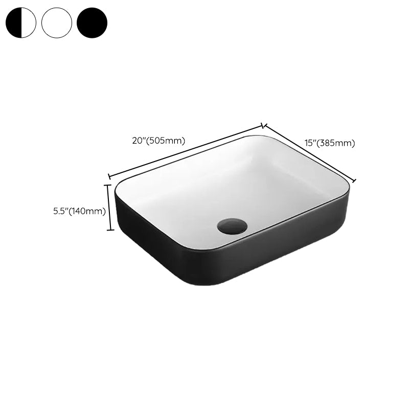 Modern Bathroom Sink Porcelain Rectangular with Pop-Up Drain and Faucet Wash Stand Clearhalo 'Bathroom Remodel & Bathroom Fixtures' 'Bathroom Sinks & Faucet Components' 'Bathroom Sinks' 'bathroom_sink' 'Home Improvement' 'home_improvement' 'home_improvement_bathroom_sink' 6272752