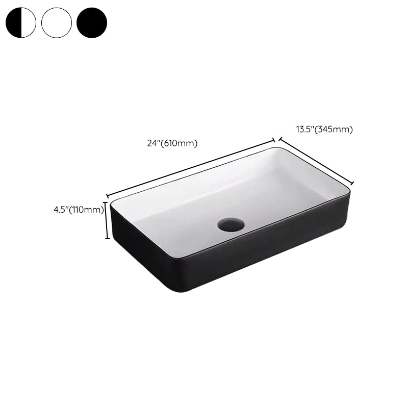Modern Bathroom Sink Porcelain Rectangular with Pop-Up Drain and Faucet Wash Stand Clearhalo 'Bathroom Remodel & Bathroom Fixtures' 'Bathroom Sinks & Faucet Components' 'Bathroom Sinks' 'bathroom_sink' 'Home Improvement' 'home_improvement' 'home_improvement_bathroom_sink' 6272753