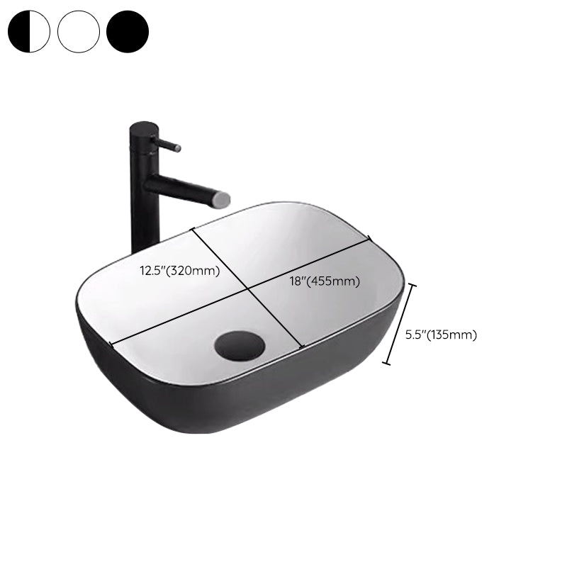 Modern Bathroom Sink Porcelain Rectangular with Pop-Up Drain and Faucet Wash Stand Clearhalo 'Bathroom Remodel & Bathroom Fixtures' 'Bathroom Sinks & Faucet Components' 'Bathroom Sinks' 'bathroom_sink' 'Home Improvement' 'home_improvement' 'home_improvement_bathroom_sink' 6272755