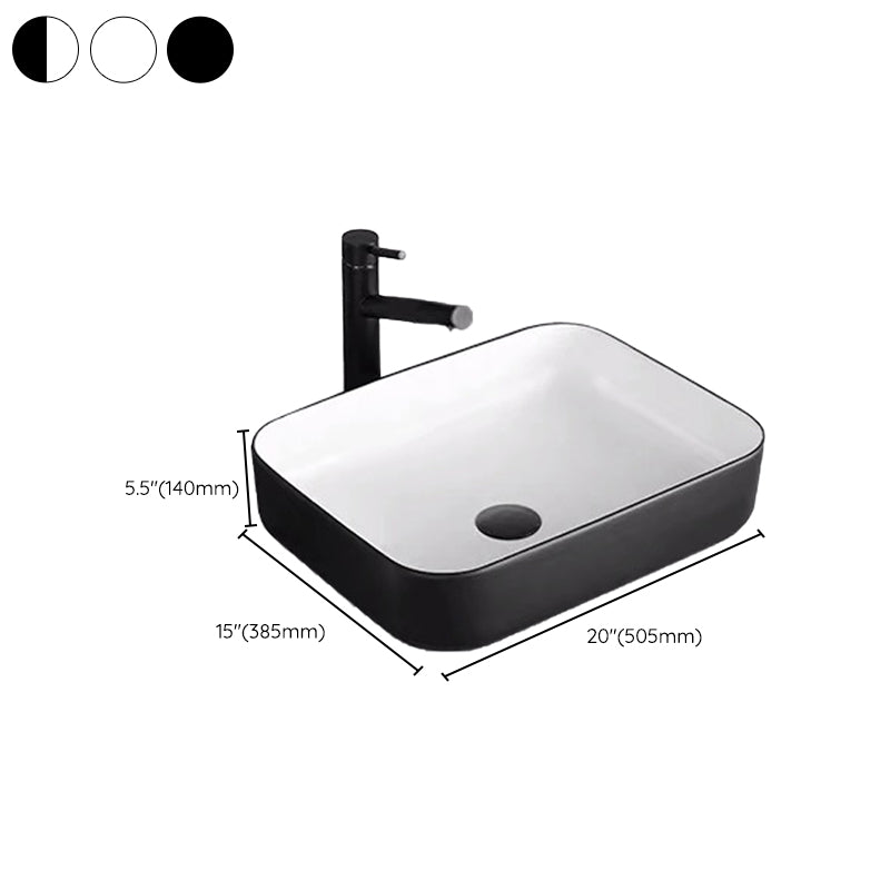 Modern Bathroom Sink Porcelain Rectangular with Pop-Up Drain and Faucet Wash Stand Clearhalo 'Bathroom Remodel & Bathroom Fixtures' 'Bathroom Sinks & Faucet Components' 'Bathroom Sinks' 'bathroom_sink' 'Home Improvement' 'home_improvement' 'home_improvement_bathroom_sink' 6272756