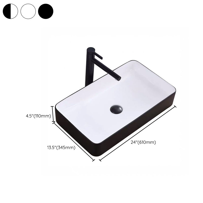 Modern Bathroom Sink Porcelain Rectangular with Pop-Up Drain and Faucet Wash Stand Clearhalo 'Bathroom Remodel & Bathroom Fixtures' 'Bathroom Sinks & Faucet Components' 'Bathroom Sinks' 'bathroom_sink' 'Home Improvement' 'home_improvement' 'home_improvement_bathroom_sink' 6272757