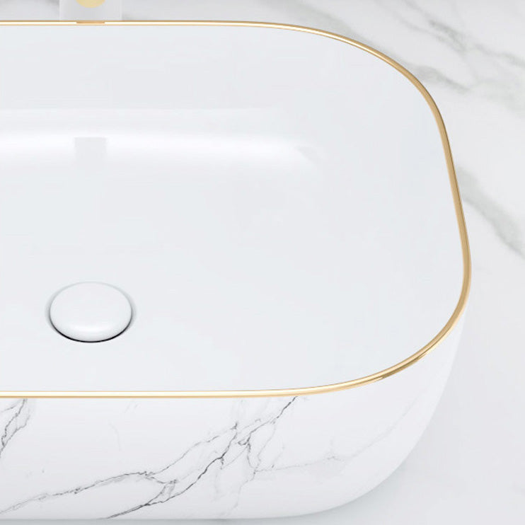 Modern Bathroom Sink Porcelain Pop-Up Drain Solid Color Rectangular Vessel Clearhalo 'Bathroom Remodel & Bathroom Fixtures' 'Bathroom Sinks & Faucet Components' 'Bathroom Sinks' 'bathroom_sink' 'Home Improvement' 'home_improvement' 'home_improvement_bathroom_sink' 6272769