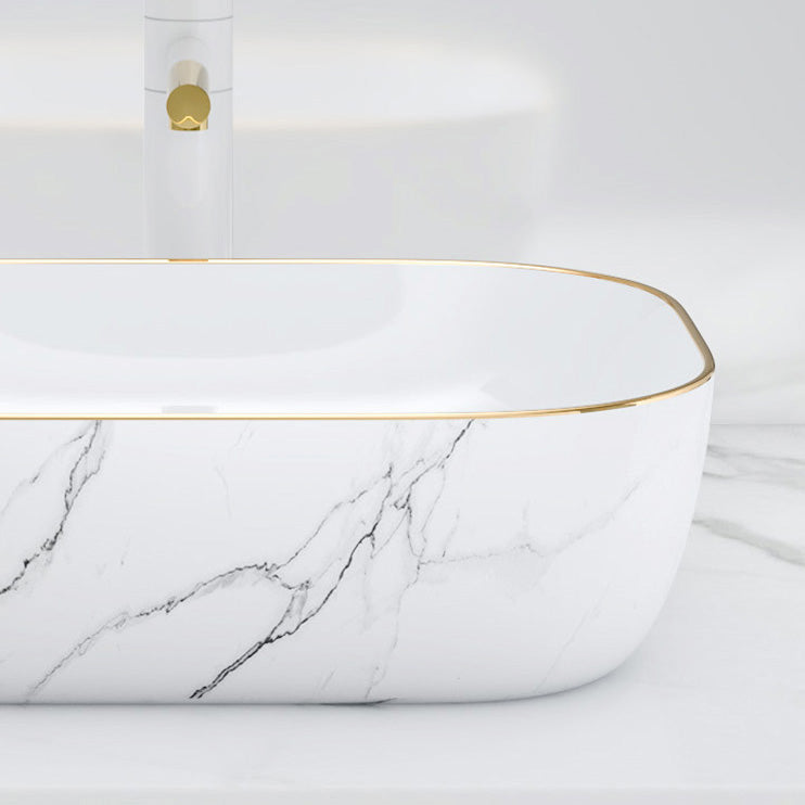 Modern Bathroom Sink Porcelain Pop-Up Drain Solid Color Rectangular Vessel Clearhalo 'Bathroom Remodel & Bathroom Fixtures' 'Bathroom Sinks & Faucet Components' 'Bathroom Sinks' 'bathroom_sink' 'Home Improvement' 'home_improvement' 'home_improvement_bathroom_sink' 6272771