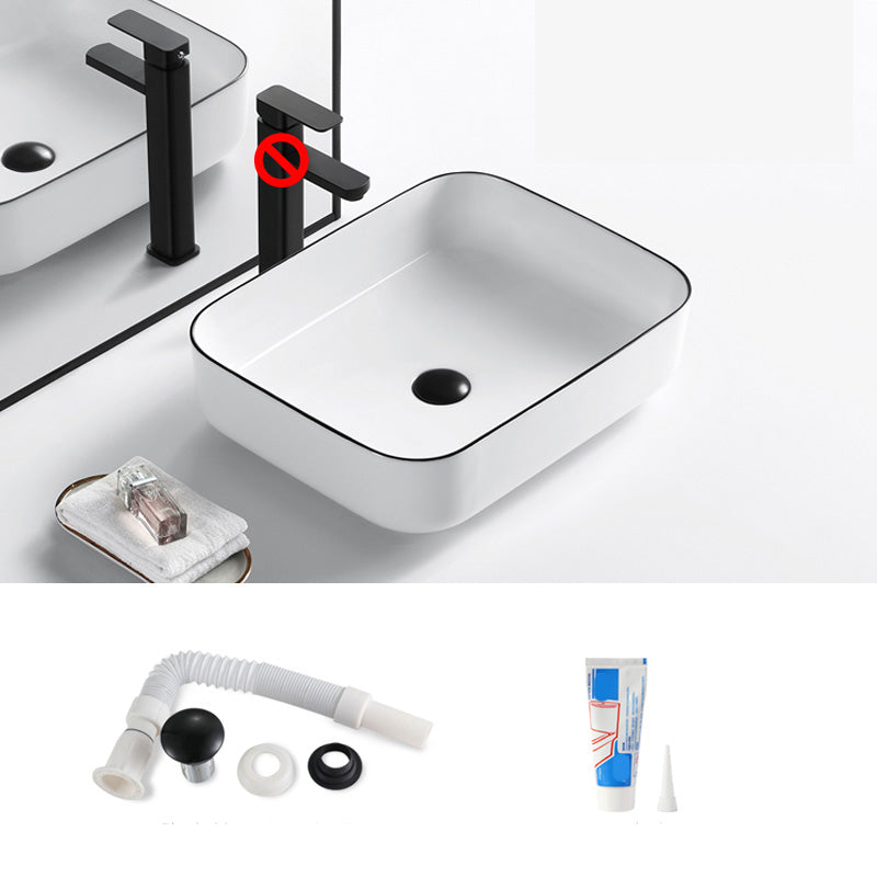 Modern Bathroom Sink Porcelain Pop-Up Drain Rectangular Vessel Sink 15.2"L x 15.2"W x 5.5"H Sink Clearhalo 'Bathroom Remodel & Bathroom Fixtures' 'Bathroom Sinks & Faucet Components' 'Bathroom Sinks' 'bathroom_sink' 'Home Improvement' 'home_improvement' 'home_improvement_bathroom_sink' 6272780