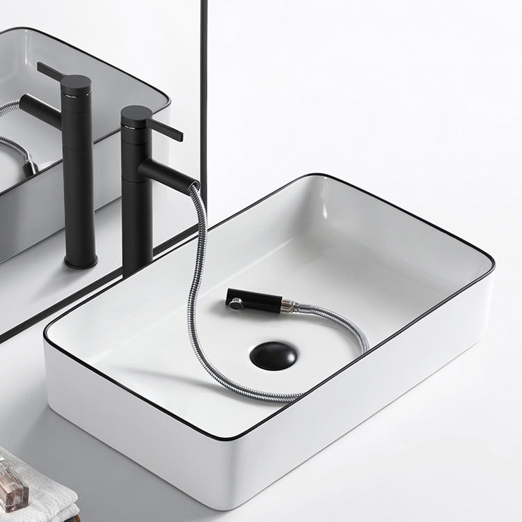 Modern Bathroom Sink Porcelain Pop-Up Drain Rectangular Vessel Sink Clearhalo 'Bathroom Remodel & Bathroom Fixtures' 'Bathroom Sinks & Faucet Components' 'Bathroom Sinks' 'bathroom_sink' 'Home Improvement' 'home_improvement' 'home_improvement_bathroom_sink' 6272782