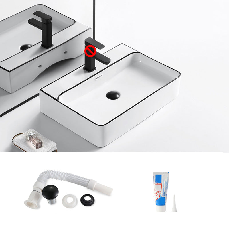 Modern Bathroom Sink Porcelain Pop-Up Drain Rectangular Vessel Sink 20"L x 17"W x 5"H Sink Clearhalo 'Bathroom Remodel & Bathroom Fixtures' 'Bathroom Sinks & Faucet Components' 'Bathroom Sinks' 'bathroom_sink' 'Home Improvement' 'home_improvement' 'home_improvement_bathroom_sink' 6272783