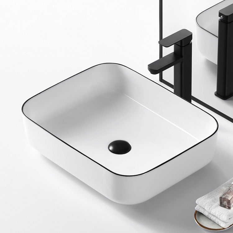 Modern Bathroom Sink Porcelain Pop-Up Drain Rectangular Vessel Sink Clearhalo 'Bathroom Remodel & Bathroom Fixtures' 'Bathroom Sinks & Faucet Components' 'Bathroom Sinks' 'bathroom_sink' 'Home Improvement' 'home_improvement' 'home_improvement_bathroom_sink' 6272784