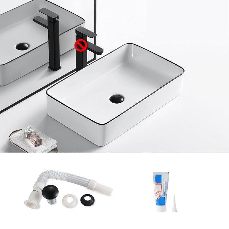 Modern Bathroom Sink Porcelain Pop-Up Drain Rectangular Vessel Sink 21"L x 15"W x 6"H Sink Clearhalo 'Bathroom Remodel & Bathroom Fixtures' 'Bathroom Sinks & Faucet Components' 'Bathroom Sinks' 'bathroom_sink' 'Home Improvement' 'home_improvement' 'home_improvement_bathroom_sink' 6272787