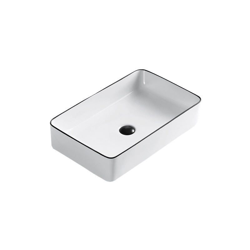 Modern Bathroom Sink Porcelain Pop-Up Drain Rectangular Vessel Sink Clearhalo 'Bathroom Remodel & Bathroom Fixtures' 'Bathroom Sinks & Faucet Components' 'Bathroom Sinks' 'bathroom_sink' 'Home Improvement' 'home_improvement' 'home_improvement_bathroom_sink' 6272788