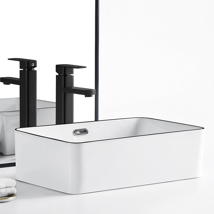 Modern Bathroom Sink Porcelain Pop-Up Drain Rectangular Vessel Sink Clearhalo 'Bathroom Remodel & Bathroom Fixtures' 'Bathroom Sinks & Faucet Components' 'Bathroom Sinks' 'bathroom_sink' 'Home Improvement' 'home_improvement' 'home_improvement_bathroom_sink' 6272791