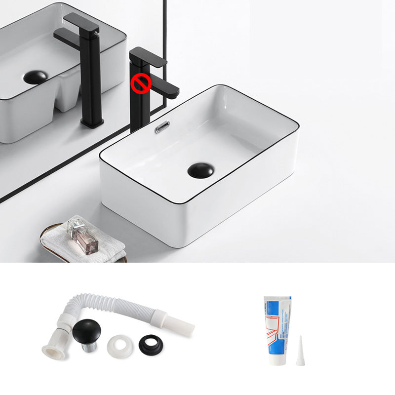 Modern Bathroom Sink Porcelain Pop-Up Drain Rectangular Vessel Sink 19"L x 12"W x 6"H Sink Clearhalo 'Bathroom Remodel & Bathroom Fixtures' 'Bathroom Sinks & Faucet Components' 'Bathroom Sinks' 'bathroom_sink' 'Home Improvement' 'home_improvement' 'home_improvement_bathroom_sink' 6272792