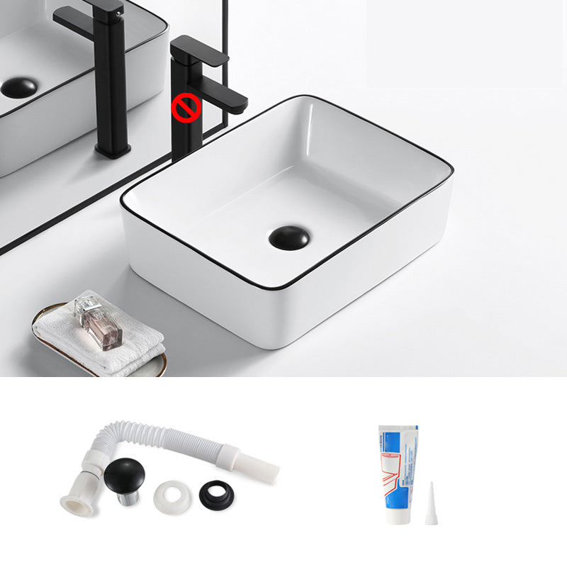Modern Bathroom Sink Porcelain Pop-Up Drain Rectangular Vessel Sink 16.1"L x 11.8"W x 5.1"H Sink Clearhalo 'Bathroom Remodel & Bathroom Fixtures' 'Bathroom Sinks & Faucet Components' 'Bathroom Sinks' 'bathroom_sink' 'Home Improvement' 'home_improvement' 'home_improvement_bathroom_sink' 6272793
