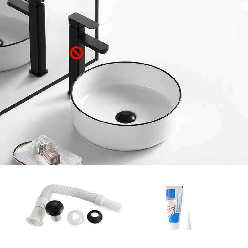 Modern Bathroom Sink Porcelain Pop-Up Drain Rectangular Vessel Sink 14"L x 14"W x 4.9"H Sink Clearhalo 'Bathroom Remodel & Bathroom Fixtures' 'Bathroom Sinks & Faucet Components' 'Bathroom Sinks' 'bathroom_sink' 'Home Improvement' 'home_improvement' 'home_improvement_bathroom_sink' 6272799