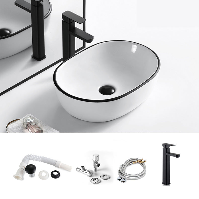 Modern Bathroom Sink Porcelain Pop-Up Drain Rectangular Vessel Sink 18.7"L x 13.4"W x 5.9"H Sink with Faucet Clearhalo 'Bathroom Remodel & Bathroom Fixtures' 'Bathroom Sinks & Faucet Components' 'Bathroom Sinks' 'bathroom_sink' 'Home Improvement' 'home_improvement' 'home_improvement_bathroom_sink' 6272803