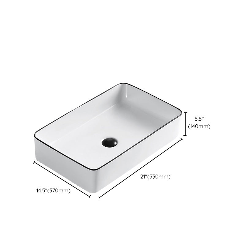 Modern Bathroom Sink Porcelain Pop-Up Drain Rectangular Vessel Sink Clearhalo 'Bathroom Remodel & Bathroom Fixtures' 'Bathroom Sinks & Faucet Components' 'Bathroom Sinks' 'bathroom_sink' 'Home Improvement' 'home_improvement' 'home_improvement_bathroom_sink' 6272808