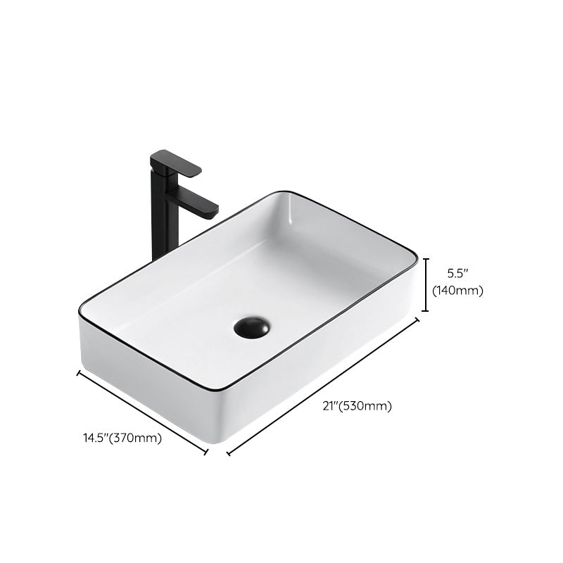 Modern Bathroom Sink Porcelain Pop-Up Drain Rectangular Vessel Sink Clearhalo 'Bathroom Remodel & Bathroom Fixtures' 'Bathroom Sinks & Faucet Components' 'Bathroom Sinks' 'bathroom_sink' 'Home Improvement' 'home_improvement' 'home_improvement_bathroom_sink' 6272811