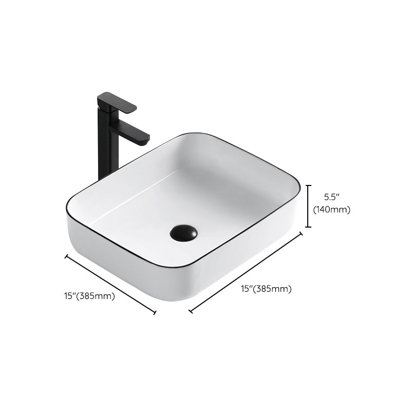 Modern Bathroom Sink Porcelain Pop-Up Drain Rectangular Vessel Sink Clearhalo 'Bathroom Remodel & Bathroom Fixtures' 'Bathroom Sinks & Faucet Components' 'Bathroom Sinks' 'bathroom_sink' 'Home Improvement' 'home_improvement' 'home_improvement_bathroom_sink' 6272812