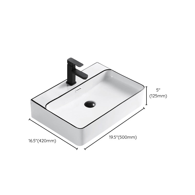 Modern Bathroom Sink Porcelain Pop-Up Drain Rectangular Vessel Sink Clearhalo 'Bathroom Remodel & Bathroom Fixtures' 'Bathroom Sinks & Faucet Components' 'Bathroom Sinks' 'bathroom_sink' 'Home Improvement' 'home_improvement' 'home_improvement_bathroom_sink' 6272813