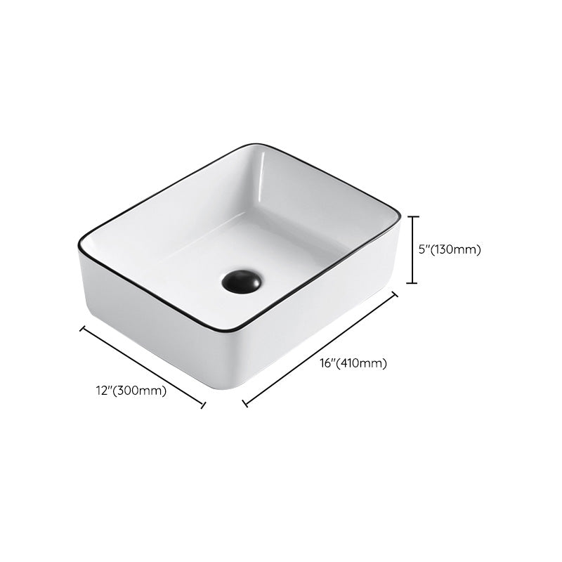 Modern Bathroom Sink Porcelain Pop-Up Drain Rectangular Vessel Sink Clearhalo 'Bathroom Remodel & Bathroom Fixtures' 'Bathroom Sinks & Faucet Components' 'Bathroom Sinks' 'bathroom_sink' 'Home Improvement' 'home_improvement' 'home_improvement_bathroom_sink' 6272814