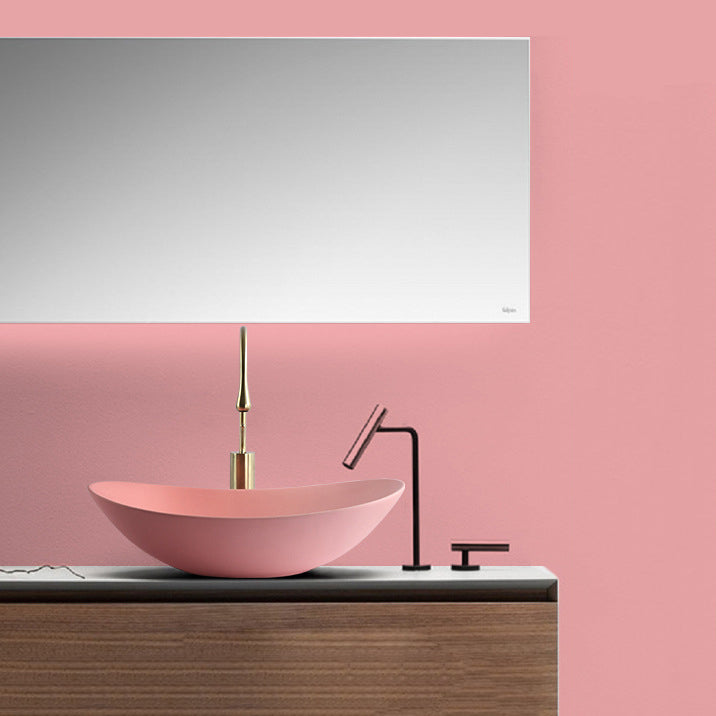 Modern Bathroom Sink Porcelain Oval with Basin and Faucet Vessel Lavatory Sink Clearhalo 'Bathroom Remodel & Bathroom Fixtures' 'Bathroom Sinks & Faucet Components' 'Bathroom Sinks' 'bathroom_sink' 'Home Improvement' 'home_improvement' 'home_improvement_bathroom_sink' 6272836