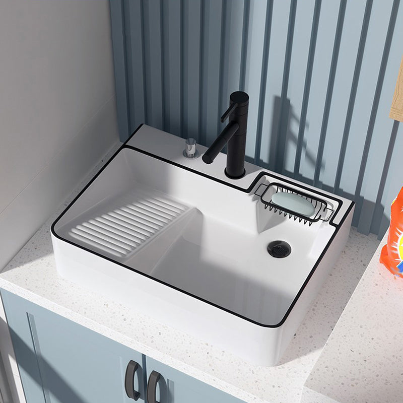 Modern Bathroom Sink Porcelain Right Basin with Pop-Up Drain and Faucet Wash Stand Clearhalo 'Bathroom Remodel & Bathroom Fixtures' 'Bathroom Sinks & Faucet Components' 'Bathroom Sinks' 'bathroom_sink' 'Home Improvement' 'home_improvement' 'home_improvement_bathroom_sink' 6272840