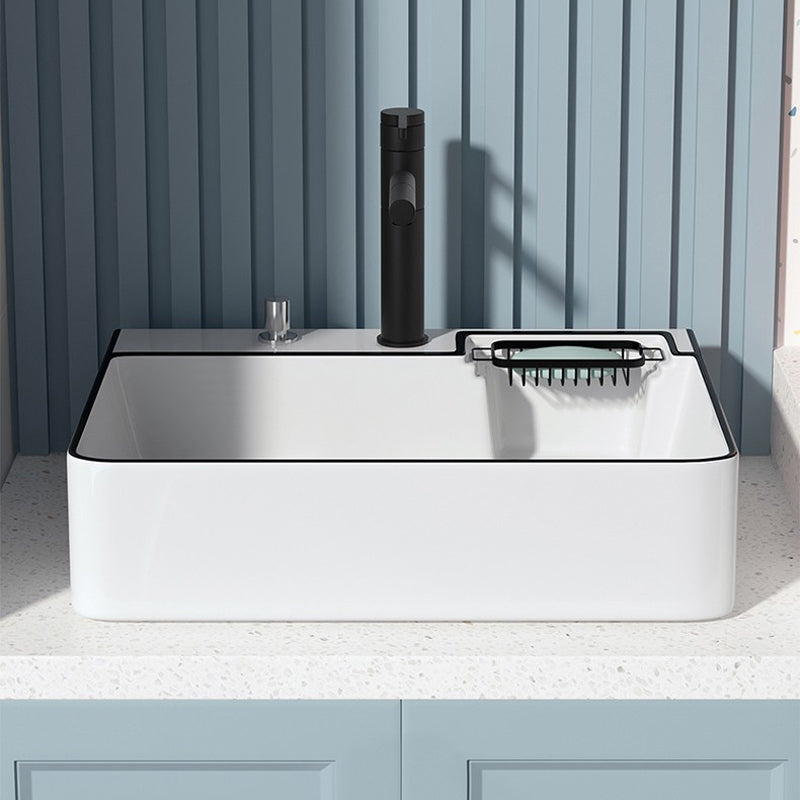 Modern Bathroom Sink Porcelain Right Basin with Pop-Up Drain and Faucet Wash Stand Clearhalo 'Bathroom Remodel & Bathroom Fixtures' 'Bathroom Sinks & Faucet Components' 'Bathroom Sinks' 'bathroom_sink' 'Home Improvement' 'home_improvement' 'home_improvement_bathroom_sink' 6272857