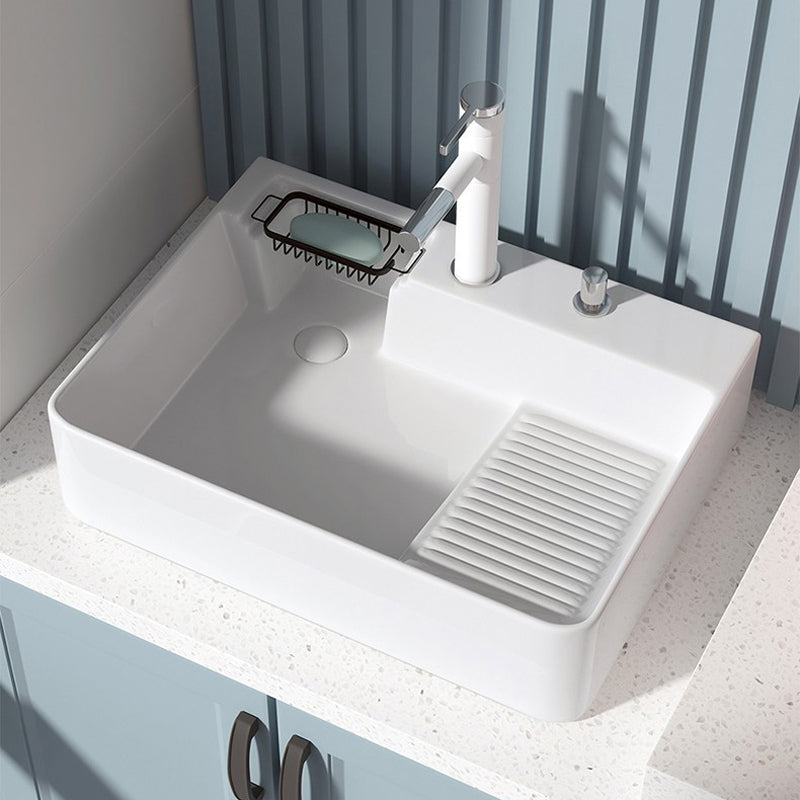 Modern Bathroom Sink Porcelain Right Basin with Pop-Up Drain and Faucet Wash Stand Clearhalo 'Bathroom Remodel & Bathroom Fixtures' 'Bathroom Sinks & Faucet Components' 'Bathroom Sinks' 'bathroom_sink' 'Home Improvement' 'home_improvement' 'home_improvement_bathroom_sink' 6272858