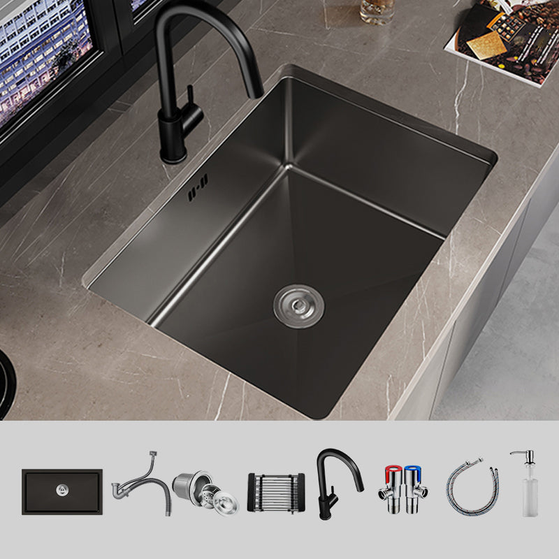 Contemporary Sink Set Stainless Steel Friction Resistant Sink Set for Kitchen Sink with Faucet Round Faucet Clearhalo 'Home Improvement' 'home_improvement' 'home_improvement_kitchen_sinks' 'Kitchen Remodel & Kitchen Fixtures' 'Kitchen Sinks & Faucet Components' 'Kitchen Sinks' 'kitchen_sinks' 6272864