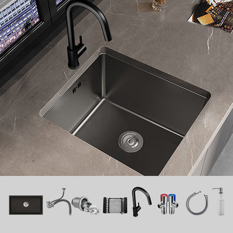 Contemporary Sink Set Stainless Steel Friction Resistant Sink Set for Kitchen Sink with Faucet Round Faucet Clearhalo 'Home Improvement' 'home_improvement' 'home_improvement_kitchen_sinks' 'Kitchen Remodel & Kitchen Fixtures' 'Kitchen Sinks & Faucet Components' 'Kitchen Sinks' 'kitchen_sinks' 6272866