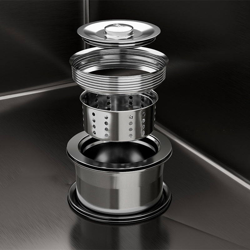 Contemporary Sink Set Stainless Steel Friction Resistant Sink Set for Kitchen Clearhalo 'Home Improvement' 'home_improvement' 'home_improvement_kitchen_sinks' 'Kitchen Remodel & Kitchen Fixtures' 'Kitchen Sinks & Faucet Components' 'Kitchen Sinks' 'kitchen_sinks' 6272875