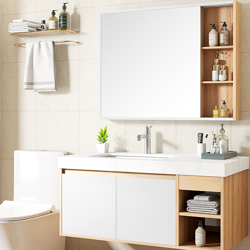 Contemporary Sink Cabinet Mirror Cabinet Bathroom Space Saver Vanity Clearhalo 'Bathroom Remodel & Bathroom Fixtures' 'Bathroom Vanities' 'bathroom_vanities' 'Home Improvement' 'home_improvement' 'home_improvement_bathroom_vanities' 6273157