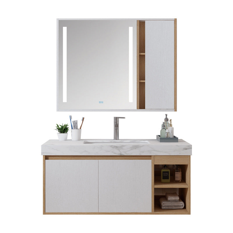 Contemporary Sink Cabinet Mirror Cabinet Bathroom Space Saver Vanity Vanity & Faucet & Mirror Cabinet 39.5"L x 20"W x 20"H Smart Control Included Clearhalo 'Bathroom Remodel & Bathroom Fixtures' 'Bathroom Vanities' 'bathroom_vanities' 'Home Improvement' 'home_improvement' 'home_improvement_bathroom_vanities' 6273159